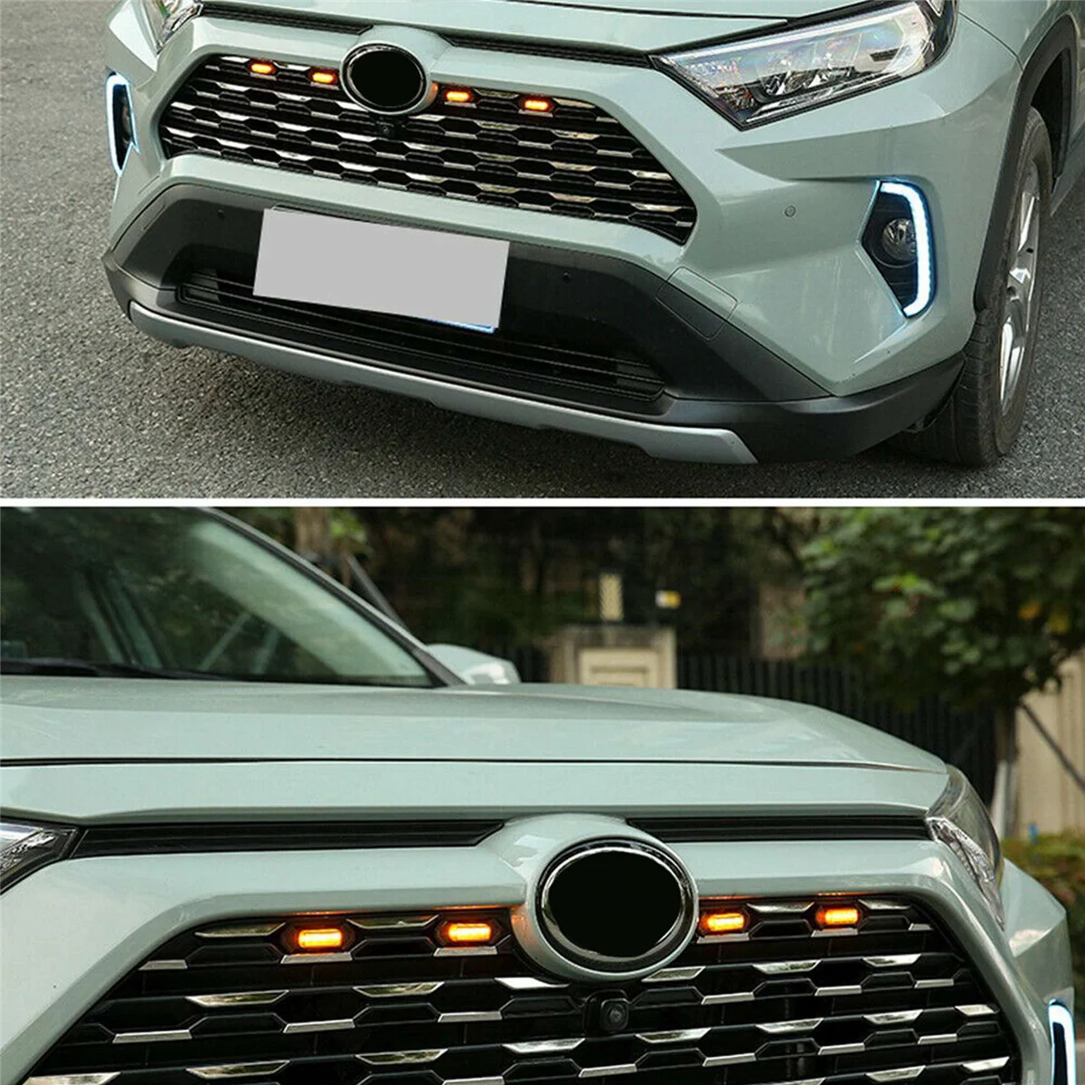 

20X for 2016-2021 Toyota Tacoma TRD Pro / 2019-2021 RAV4 LED Front Grille Smoked Amber Light Daytime Running Lights Lamp