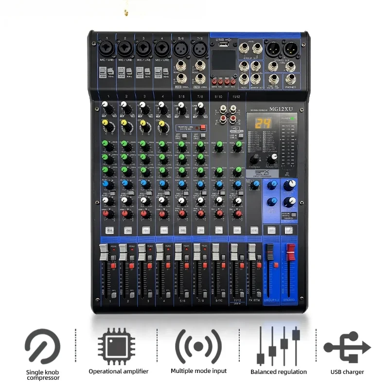 MG12XU Professional audio mixer Sound Board Mixing Console Built-in 99 Reverb Effect 12 Channel dj audio mixer