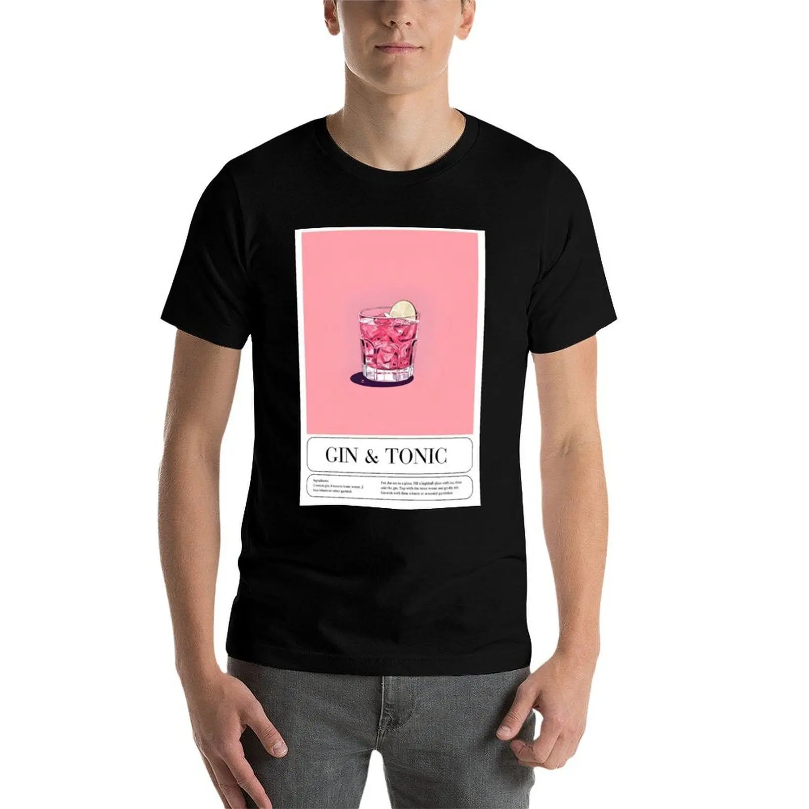 Pink Gin & Tonic Cocktail Rezept T-Shirt lustige T-Shirts dunkles Humor-T-Shirt individuell bedrucktes T-Shirt