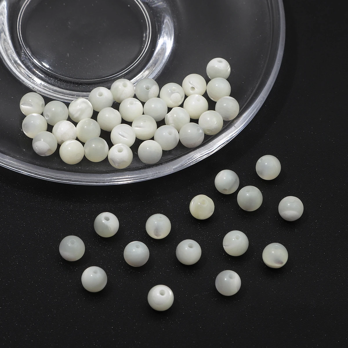 2/3/5/6mmWholesale Natural shell Beaded White Round shape craft shell loose beads For jewelry making DIY Bracelet necklace acces - view 2