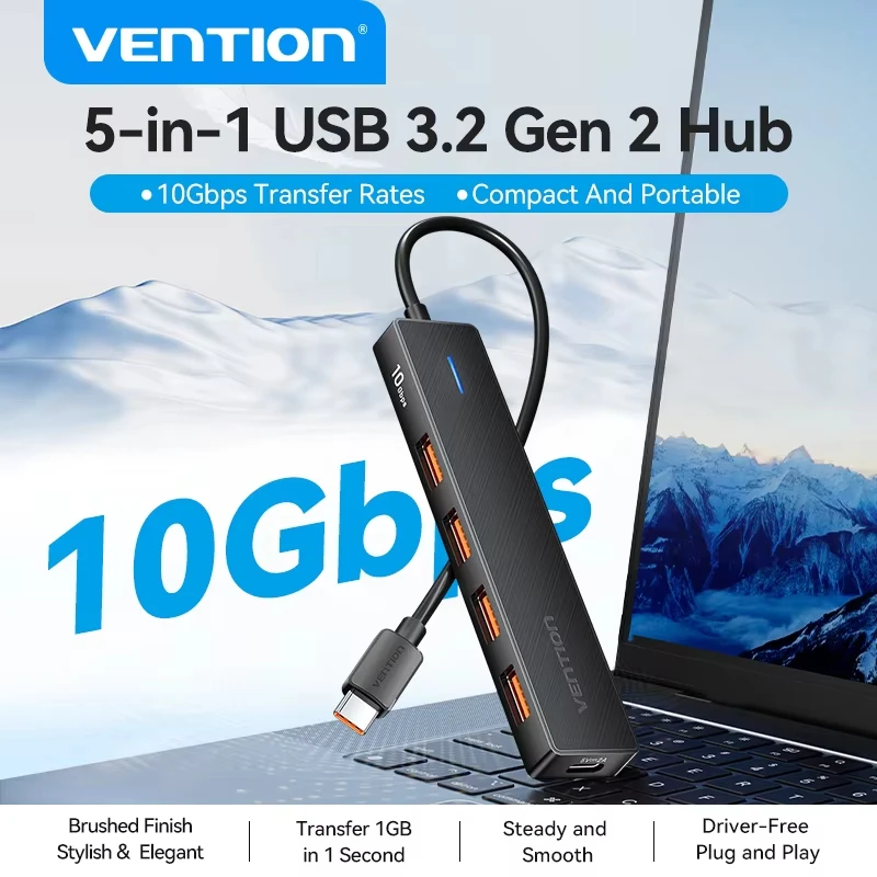 Vention USB C HUB 3.2 Type C Splitter 5 Port High Speed 10Gbps Docking Station Adapter For Laptop PC Macbook Multiport HUB