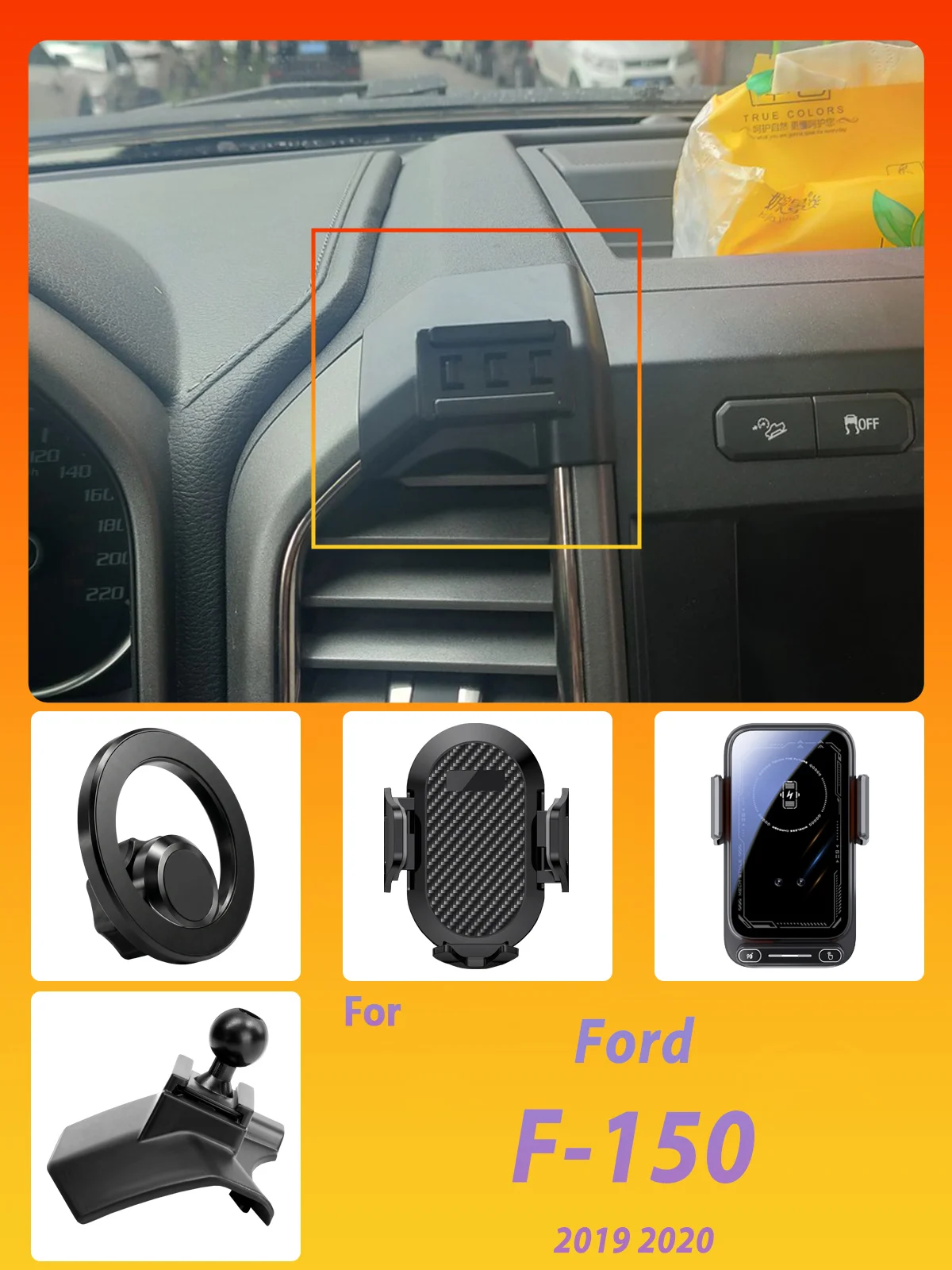 Entwickelt für Ford F-150 Raptor 2019-2020: Magnetische Handyhalterung mit intelligenter Sensorik, kabelloser Ladefunktion und Ein-Klick-Freigabe – Detail 1