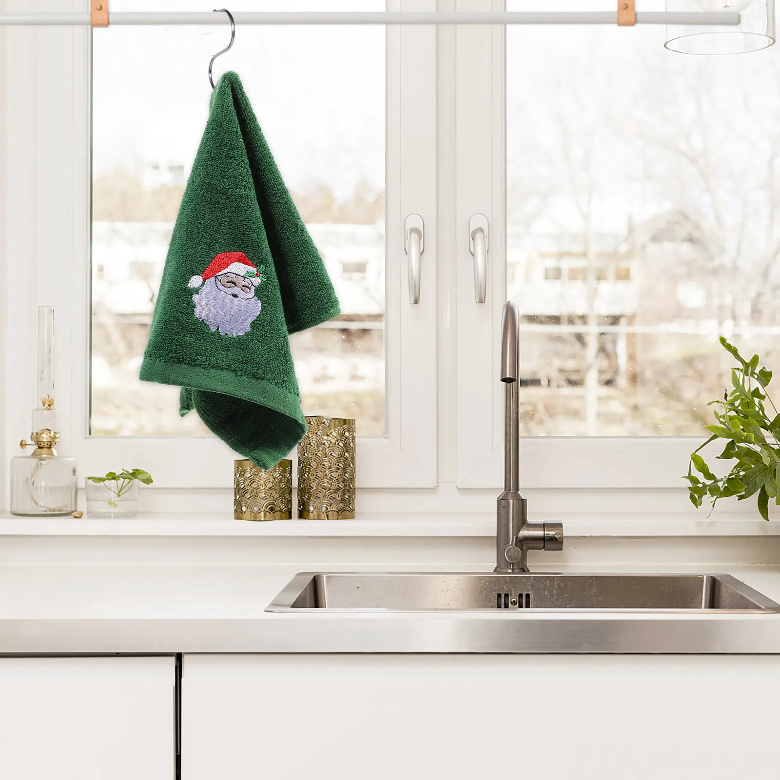 3Pcs Christmas Embroidered Cotton Face Towel Set Soft Absorbent Breathable Eco Friendly Holiday Gift Washing Bath Towel