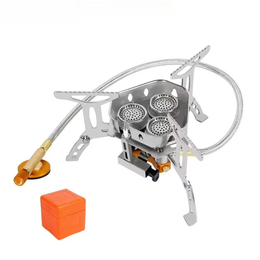 

3-burner gas stove, travel camping, folding backpack stove, 58 million W outdoor hiking, picnic, barbecue and cooking equipment