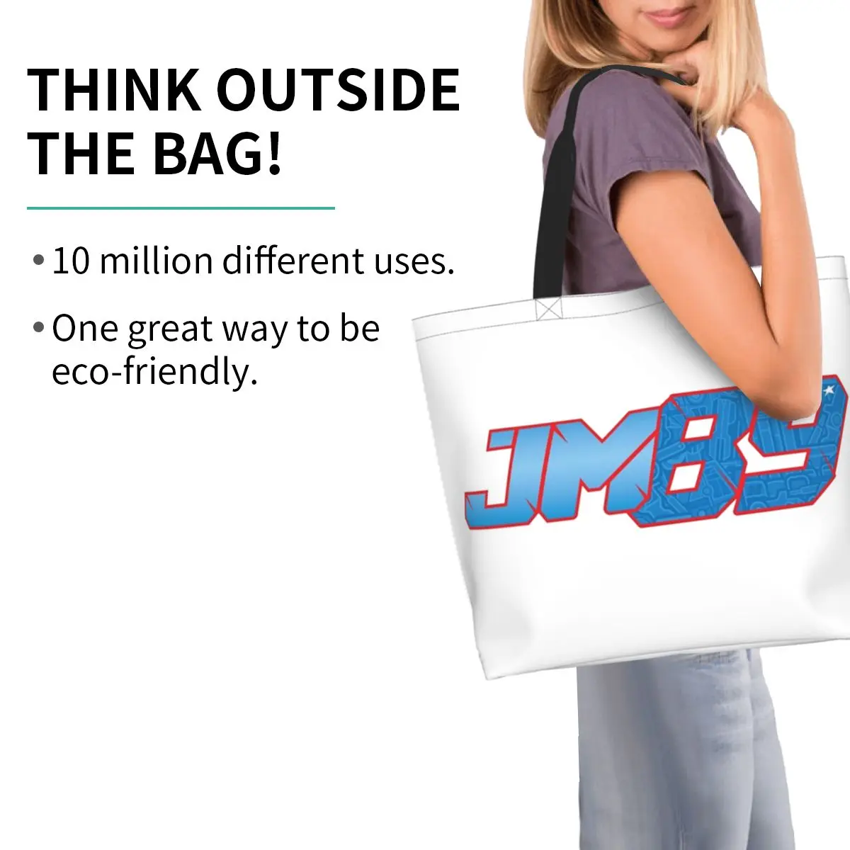 حقيبة تسوق Jorge Martin Number 89 من القماش ذات سعة كبيرة وحقائب كتف للمتسوقين وحقيبة يد للنساء #3