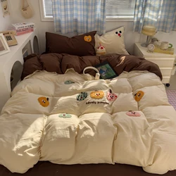 Brown Stripe Bedding Comforter Set Pillowcase bed sheet Single Full Size Bed Linen Duvet Cover Set Queen/King Double Single Bed
