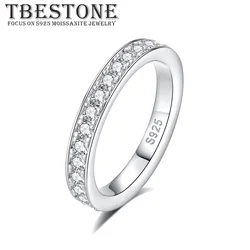 Tbestone 2.0mm D vvs1 Moissanite Wedding Band Ring 925 Sterling Silver Eternity Band Engagement Rings For Women 2023 New Jewelry