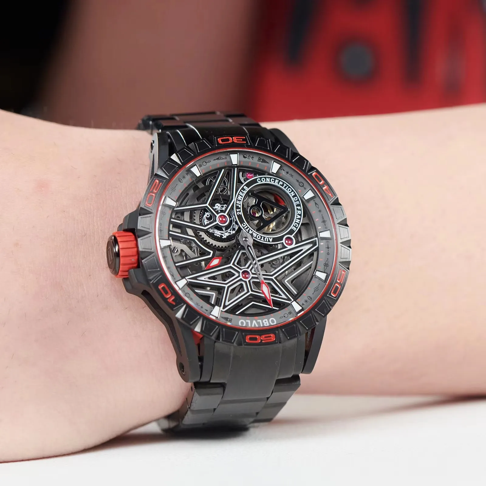 Механические часы OBLVLO в стиле интернет-стимпанк, Мужские автоматические часы с автоподзаводом, водонепроницаемые Супер Светящиеся Часы из нержавеющей стали