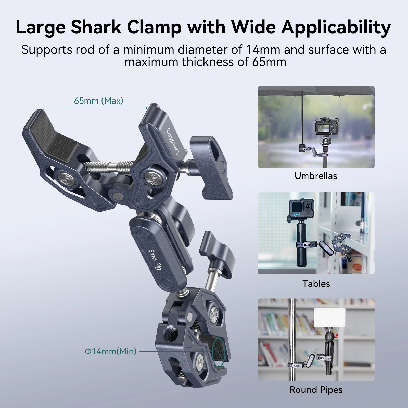 SmallRig Super Clamp with Double Crab-Shaped Clamps Double-arm Ball Head Adapter for Action Chamber, Tripod, Umbrella 4103