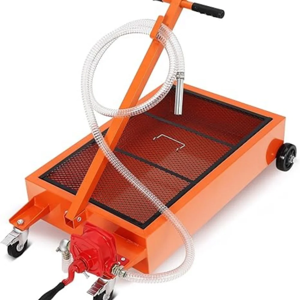 Low Profile Oil Drain Pan, 20 Gallon Electric Oil Drain Pan with Pump, Oil Change Pan110V Electric Pump,Rolling Oil Drain Cart f
