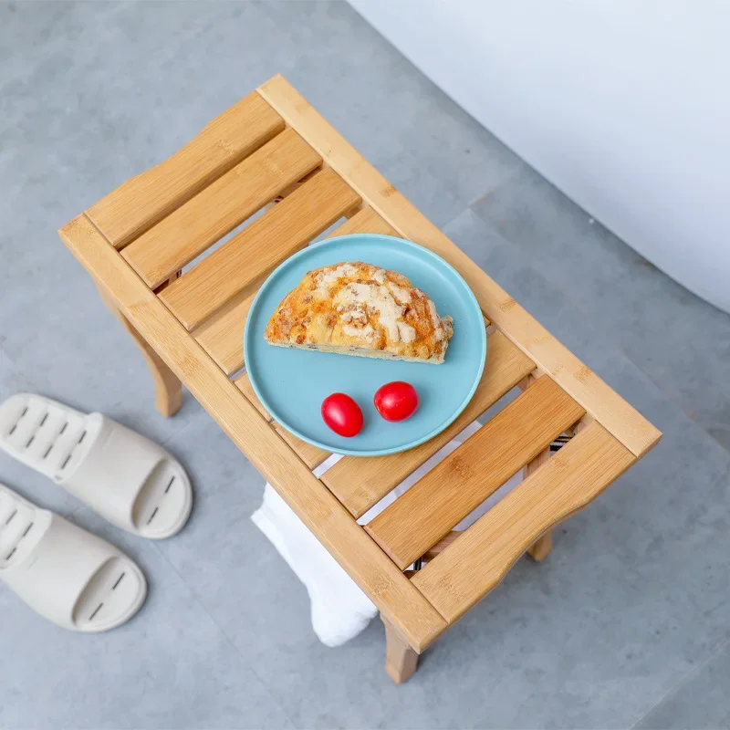 Bamboo Bathroom Stool Anti-Skid Two Layer Pregnant Women Bath And Shower Bench Safety Seat Japanese Style Shower Stool