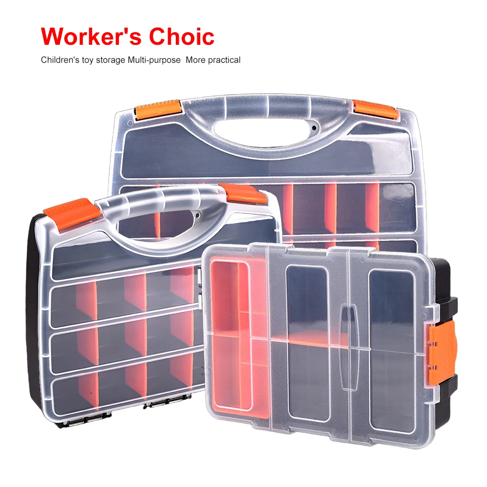 Коробка для деталей инструмента, портативная коробка для деталей, ящик для хранения инструментов, пластиковая коробка, органайзер для хранения винтов с несколькими отделениями, чехол