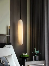 Modern and Minimalist All Copper Natural Marble Chandelier Suitable for Bedroom Bedside Study Balcony Restaurant E14 Decoration