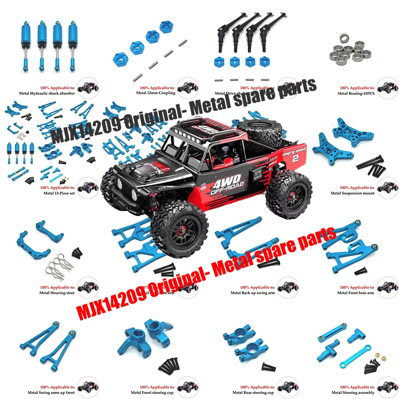 Mjx 14210 14209 H14BM Metal Steering Cup Upper Lower Swing Arm Set Shock Tower Bracket Body Post Hyper Go RC Car Upgrade Parts