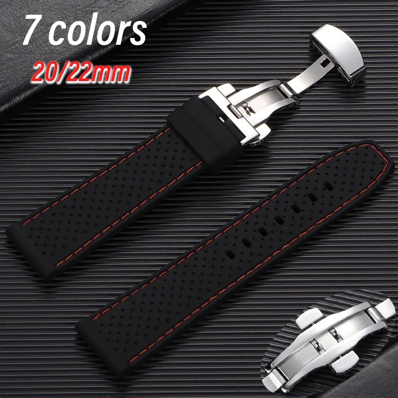 Breathable Silicone Watch Band 20mm 22mm Sport Waterproof Rubber Strap for Huawei GT5/4 for Seiko Universal Bracelet Accessories