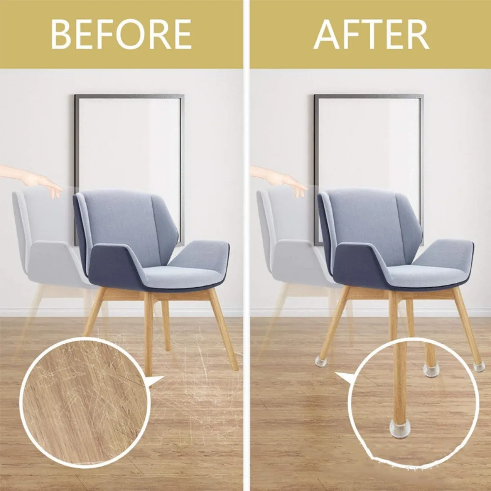 16pcs Silicon Chair Leg Cover Round with Felt Non-Slip Floor Protective Cover Sofa Chair Leg Furniture Legs Bottom Accessories image 3