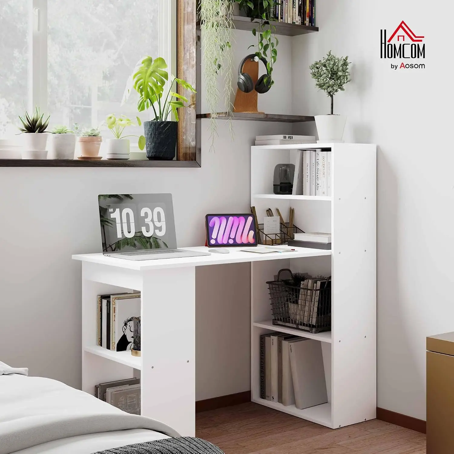 Modern Home Office Desk 6-Tier Storage Shelves 47
