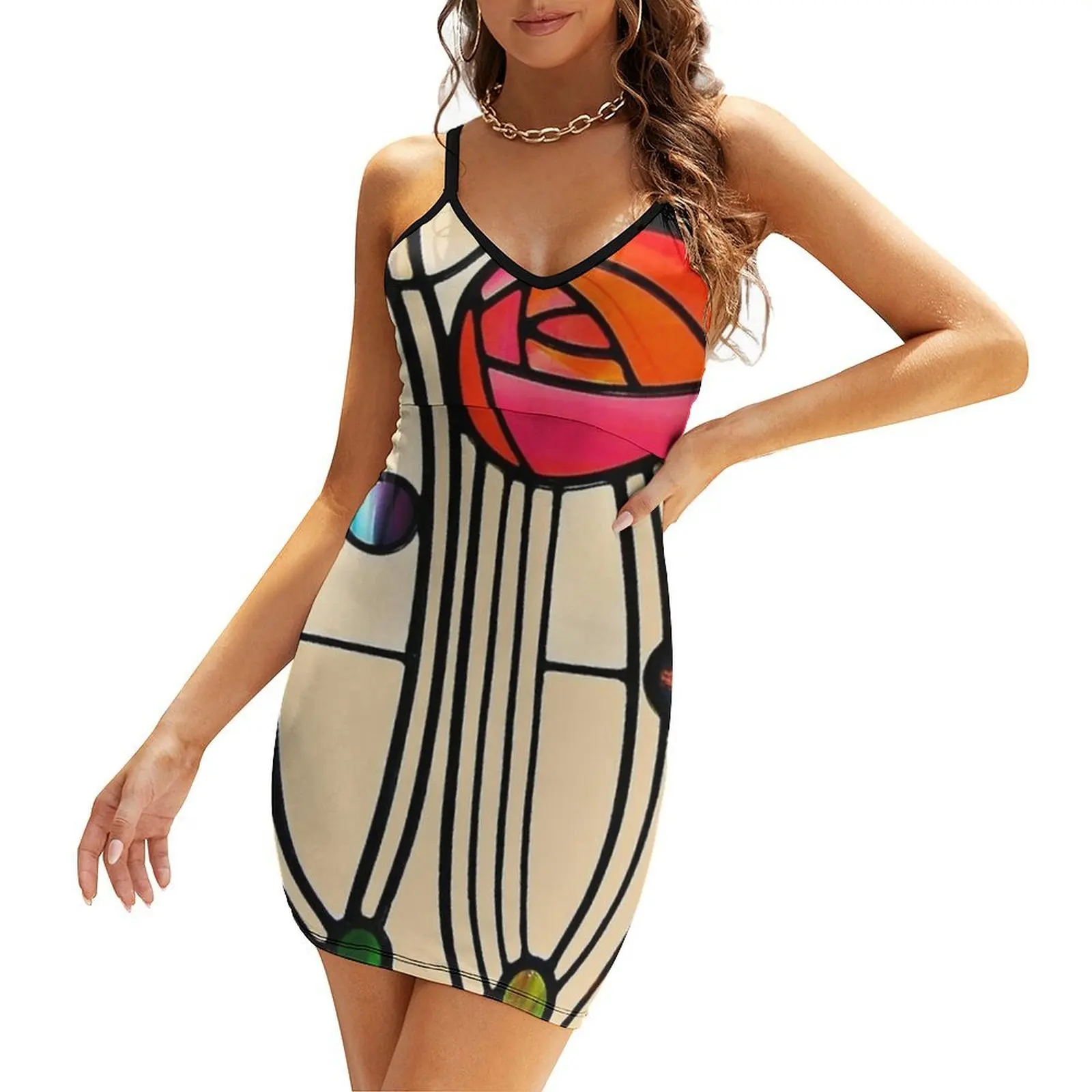 

Charles Rennie Mackintosh Floral Window Design Sling Dress evening dresses ladies women dresses clothes for woman