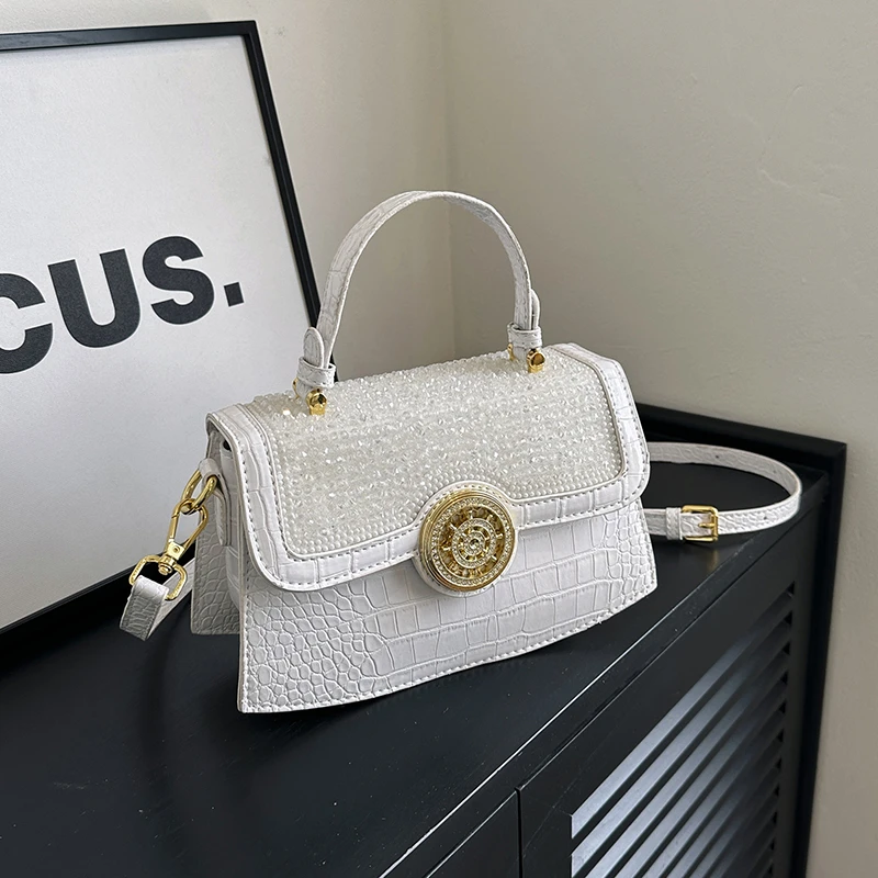 Shine Diamonds PU Square Shoulder Bags Alligator Sense of Luxury Grace Hand Bags for Women 2024 Fashion High Quality New Style