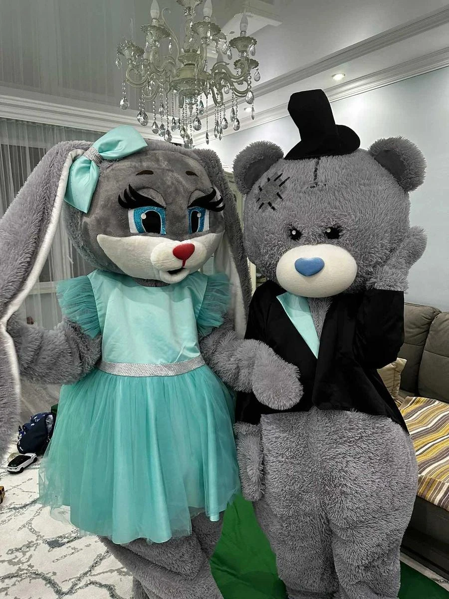 Simpatico costume della mascotte dell'orso del coniglio Coppia abbigliamento Cerimonia pubblicitaria Fancy Dress Party Spettacoli di spettacoli teatrali di carnevale di animali