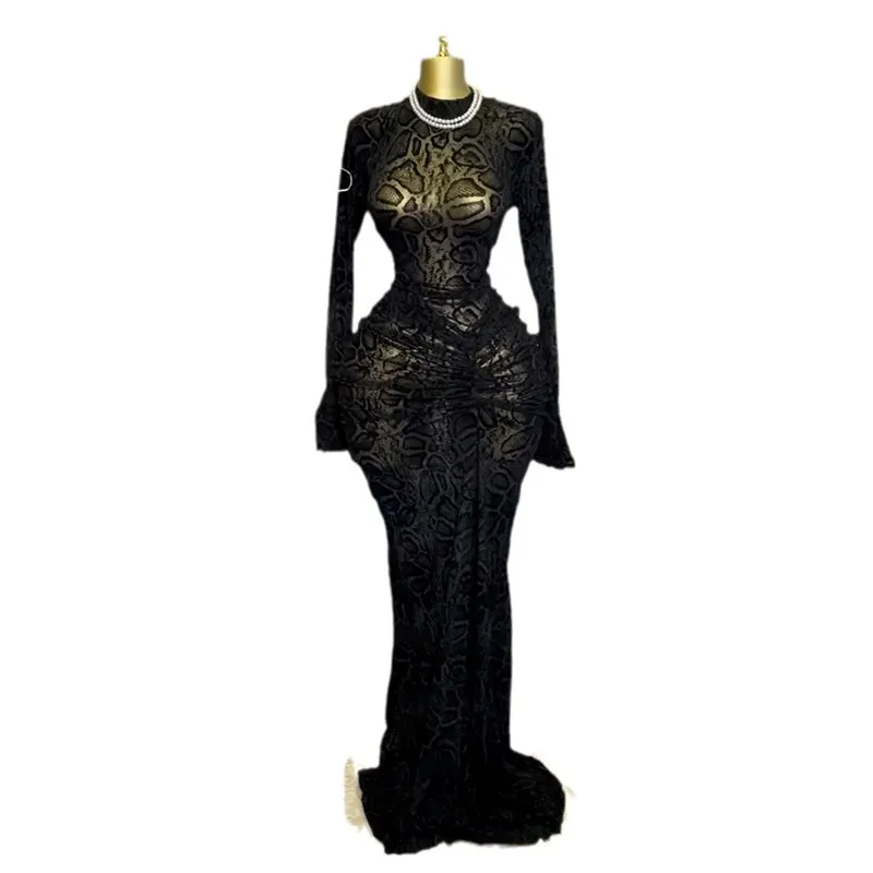Sexy Long Maxi Par Dr Ele High Waist Gown for Birthday Wedding Anniversary KTV Date Ele Polyester Fabric