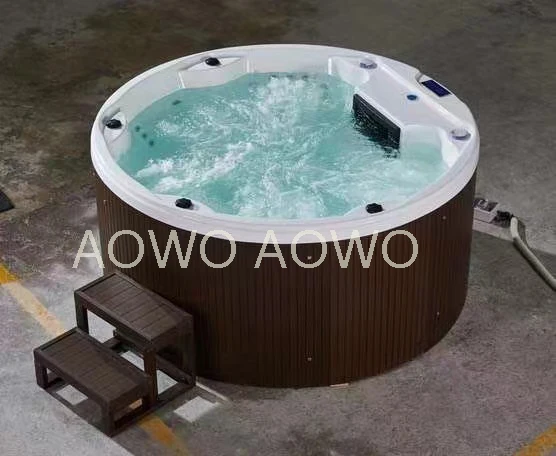 Big Waterfall Massage Whirlpool Round Massage Bathtub Outdoor Thermostatic Bath