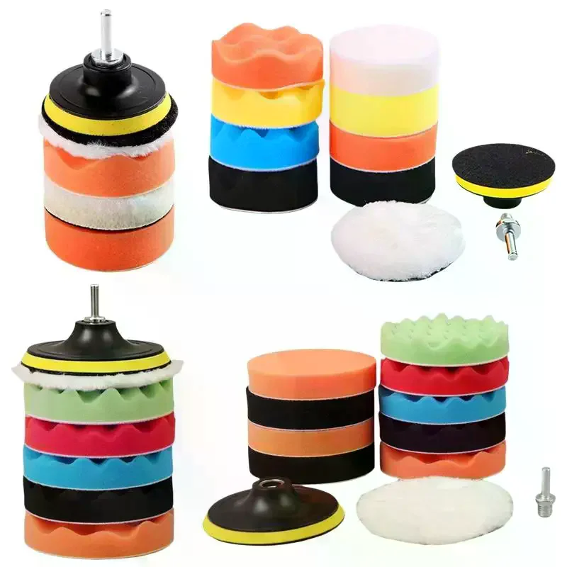 Car Buffing Polishing Pad Kit for Auto Enthusiasts 6/8/11/12Pcs with Sponge Pads Drill Adapter for Car Waxing