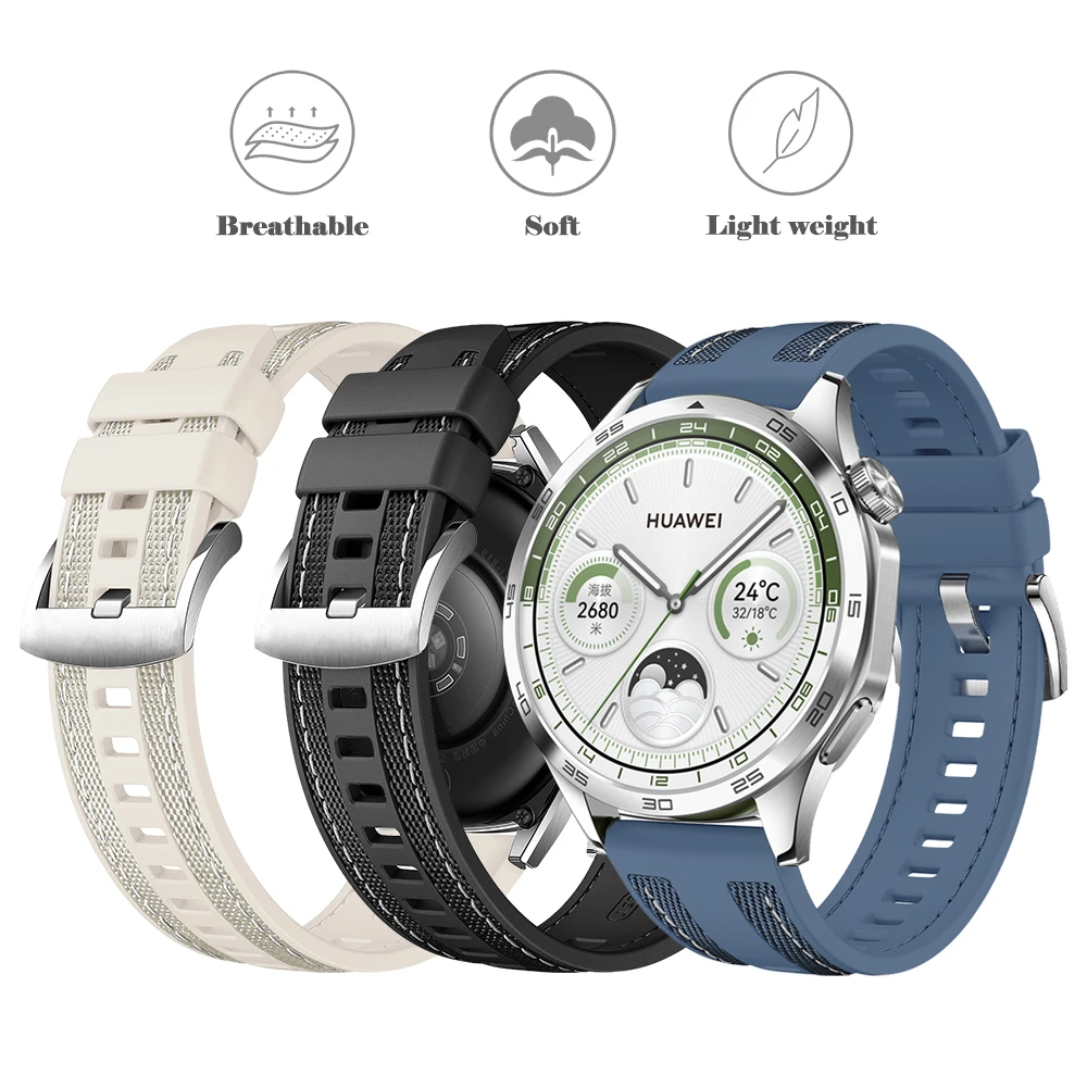 

22mm Strap Suitable for Huawei Watch GT4 Soft and Durable Silicone Nylon Replacement Wristband for GT3 GT2 46mm/WATCH Ultimate