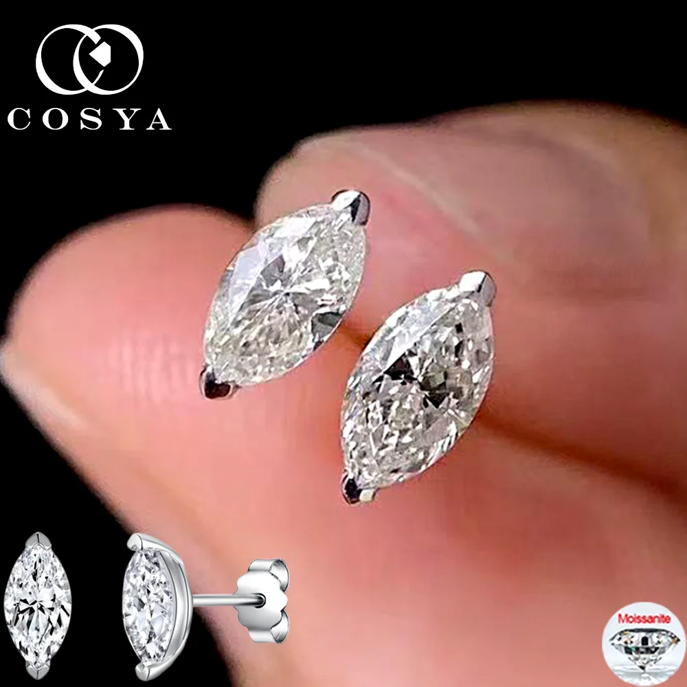 

COSYA 0.3-1CT GRA Certified Moissanite Stud Earrings for Women With GRA Marquise Cut Lab Diamond S925 Silver Fine Jewelry