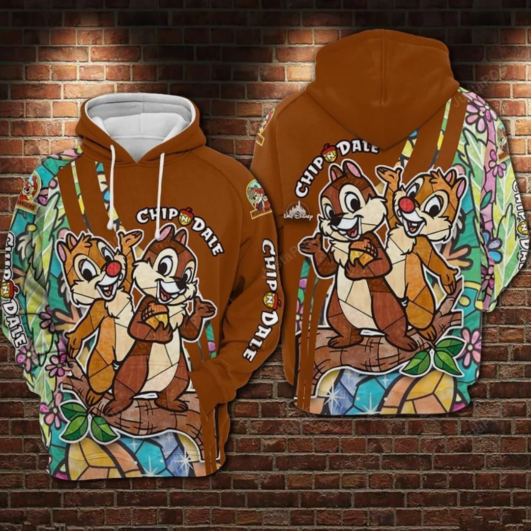 Chip and Dale 3D Printed Hoodie Men Women Casual Sweatshirt Disney Zipper Hoodie Harajuku Street Pullover Hoodie Fashion Tops