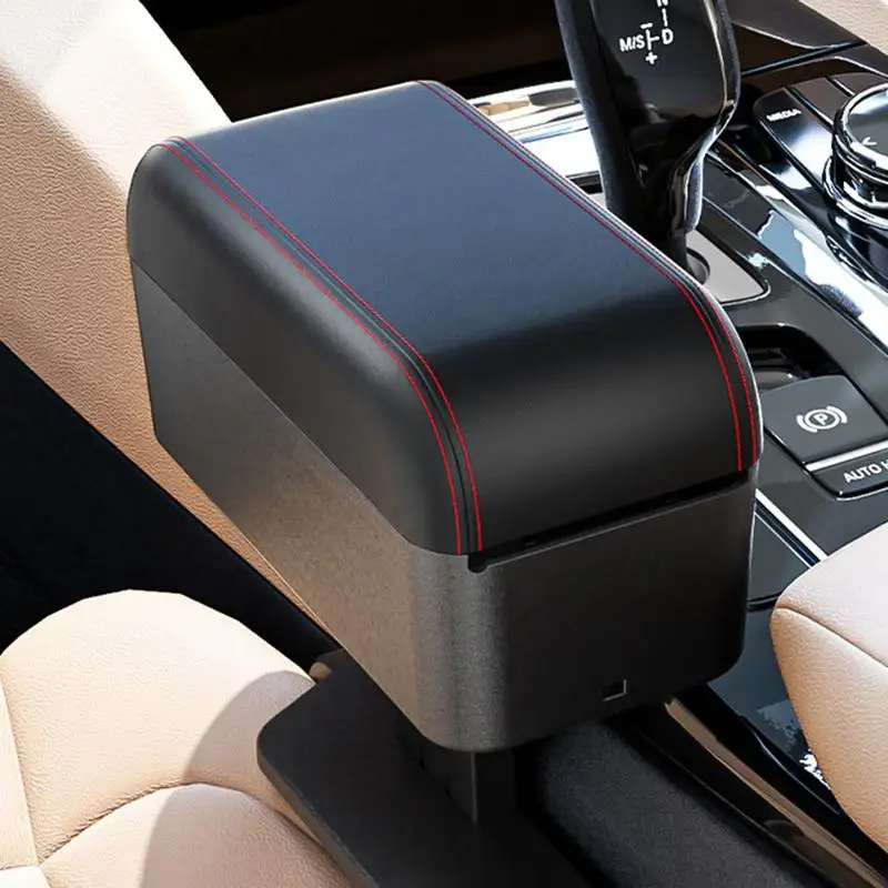 Car Armrest Box SUV Armrest Organizer Box Booster Pad Liftable Armrest Organizer With Cup Holder For SUV Auto Convertible Car