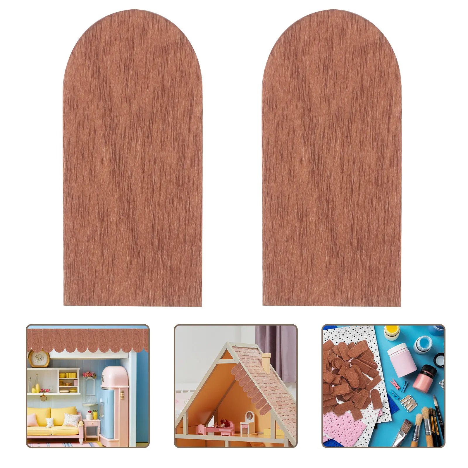 

200Pcs Mini Roof Tiles Fish Scale Sheets Wooden Birch DIY 1:6 Scale Fairy House Roofing Miniature Craft Supplies