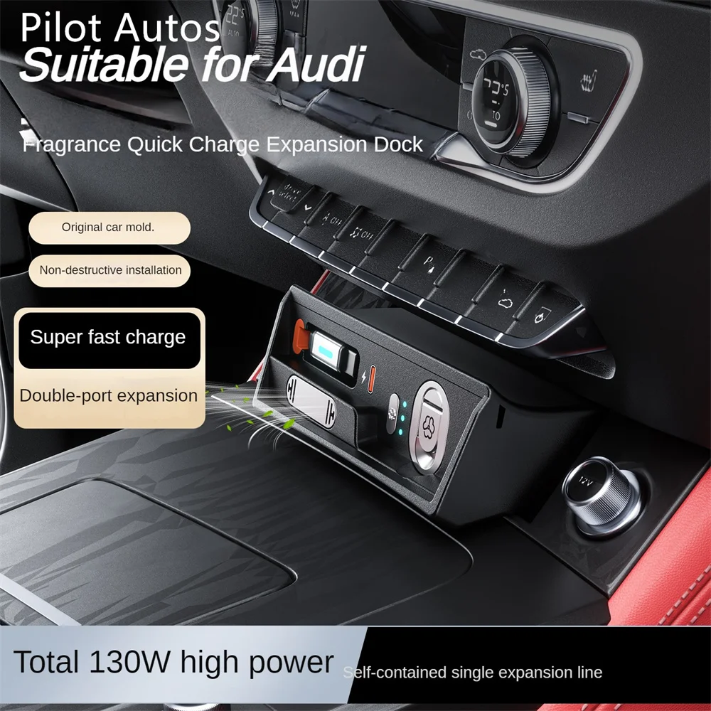 

For Audi Q5 SQ5 Car Fast Charger 135W Docking Station USB Converter With Car Air Freshener Car Perfume