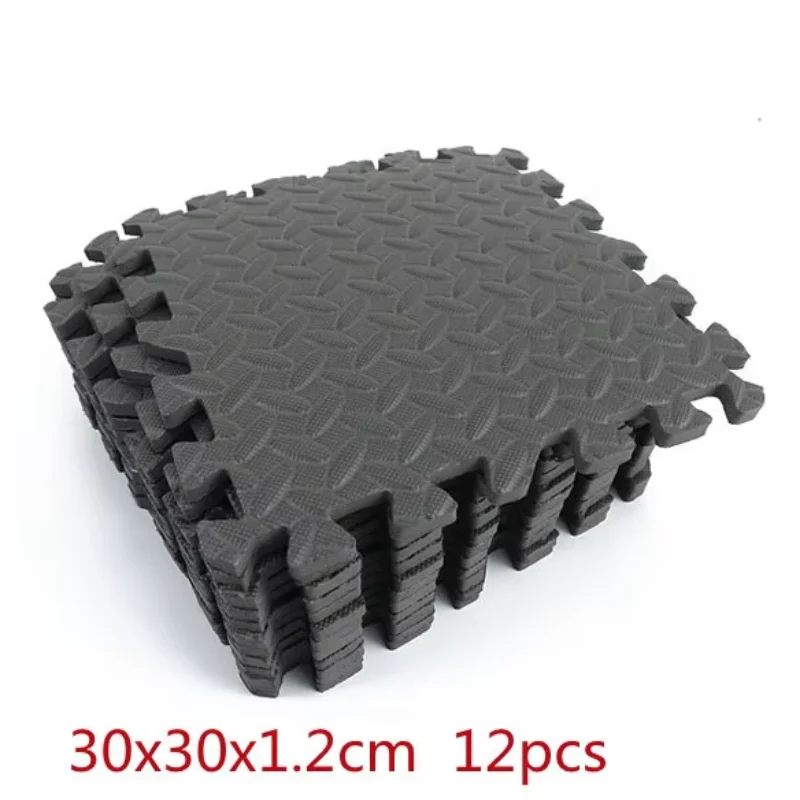 12PCS 30*30cm Sports Protection Gym Mat EVA Leaf Grain Floor Mats Yoga Fitness Non-Slip Splicing Rugs Thicken Shock Room Workout