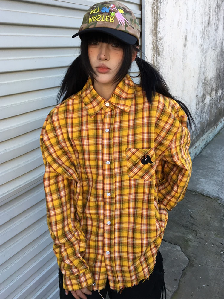 

American Retro Plaid Long Sve irt Men's Inner Wear Spring Autumn Barn Sle Jaet High End Dopane Clothing