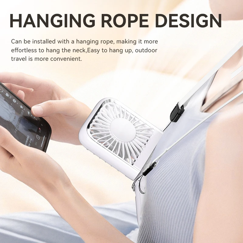 Ventilador de mão dobrável mini portátil pendurado pescoço ventilador de refrigeração de ar carregado multifuncional semicondutor refrigeração pequeno ventilador de gelo