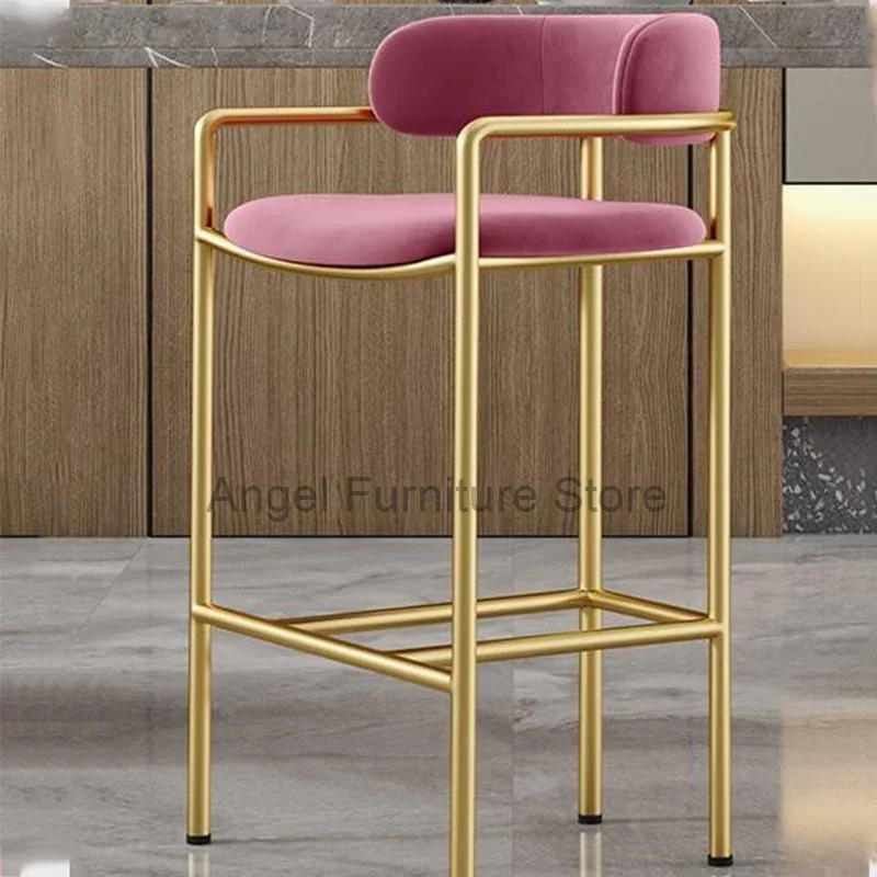 

Modern Designer Bar Stools Nordic Individual Velvet Metal Floor Bar Chair Luxury Salon Sillas Comedores Furnitures BY007