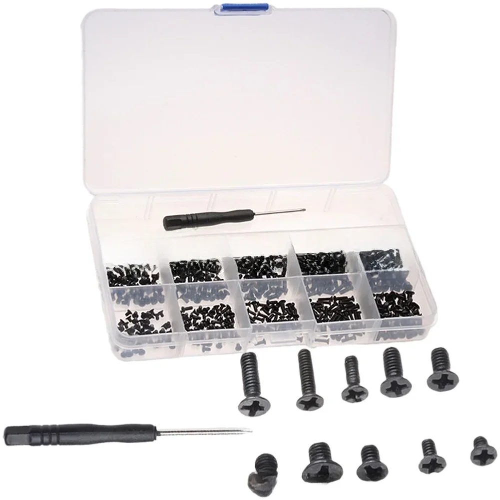 Black Zinc Plated Countersunk Screw Kit 500PCS 10 Sizes for Laptop Computer Repair and Microelectronics Assembly