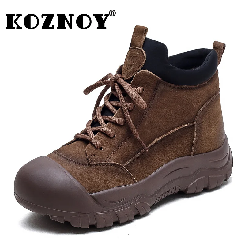 

koznoy 3.5cm Cow Suede Genuine Leather Women Platform Wedge Women Vulcanized Casual Shoes Autumn Chunky Sneakers Loafer Sping