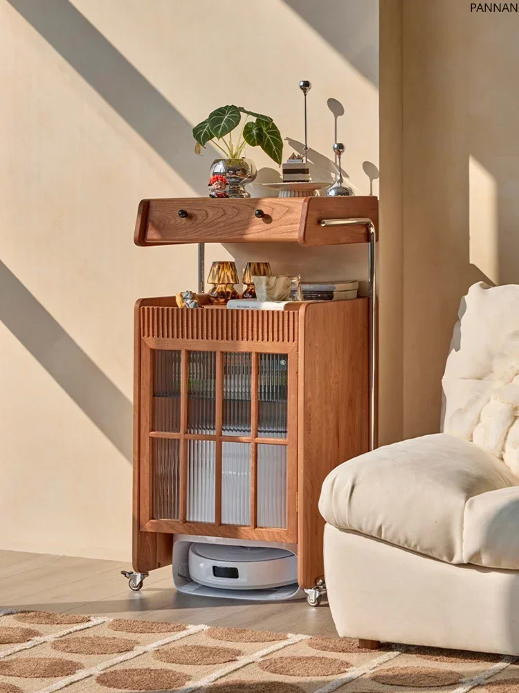 Robot Sweeper Shelf Storage Cabinet Cherry Wood Sofa Edge Removable Cabinet Solid Wood Cabinet