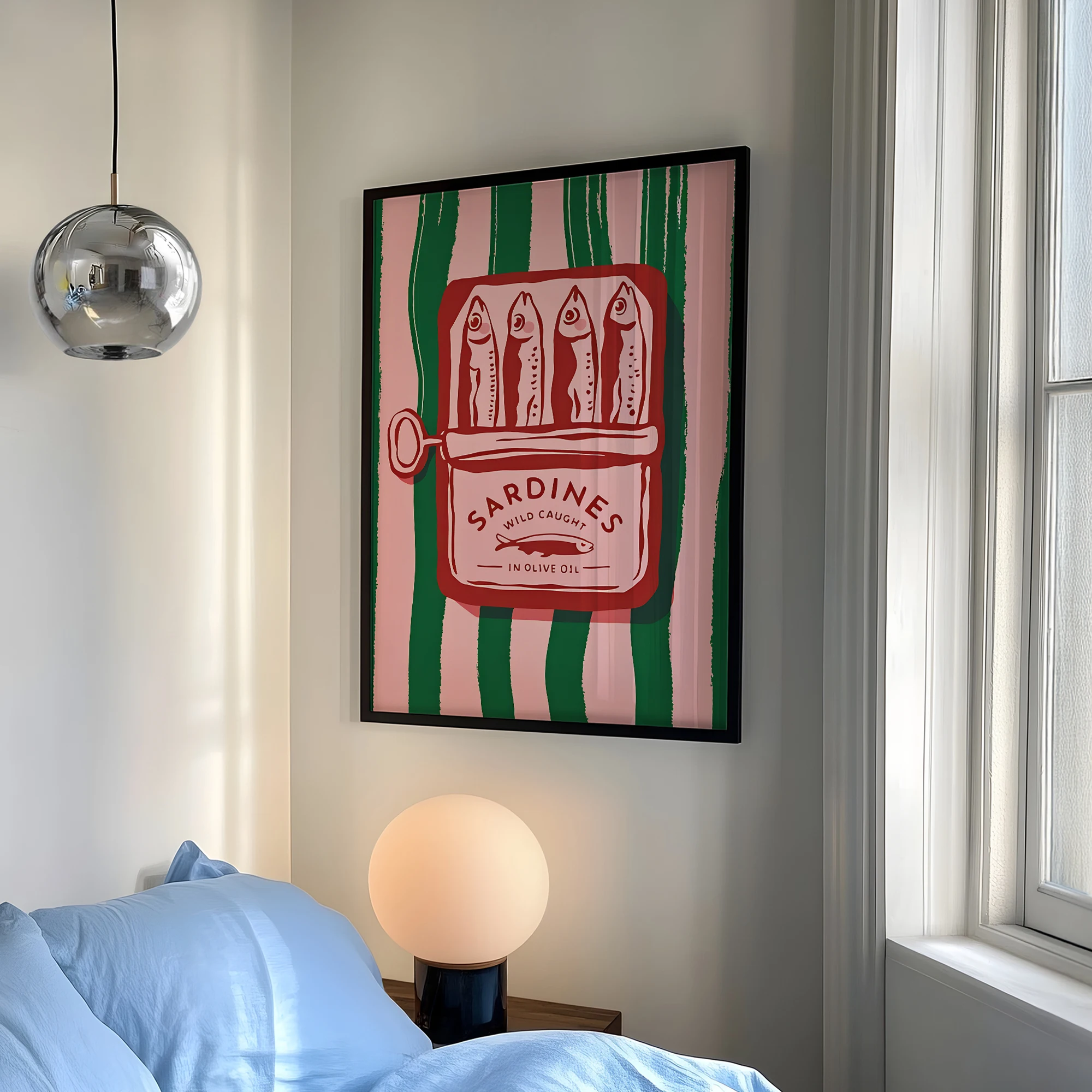 Vintage Cartoon Olive Oil Sardines Wall Art Prints Canvas Painting Poster Picture For Living BedRoom Home Decor