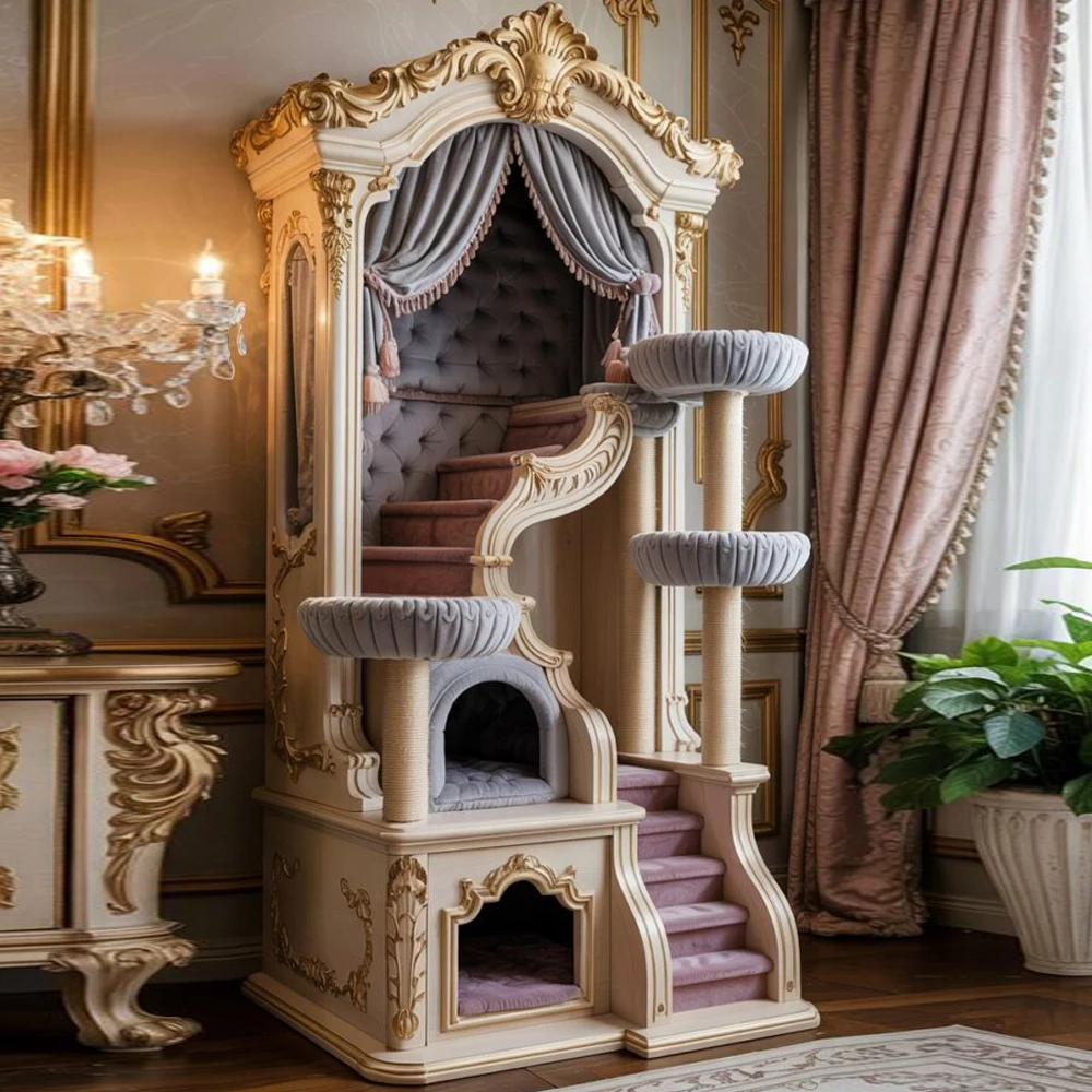

Solid wood indoor cat climbing frame cat nest cage kitten villa luxury high-end house thermal house villa