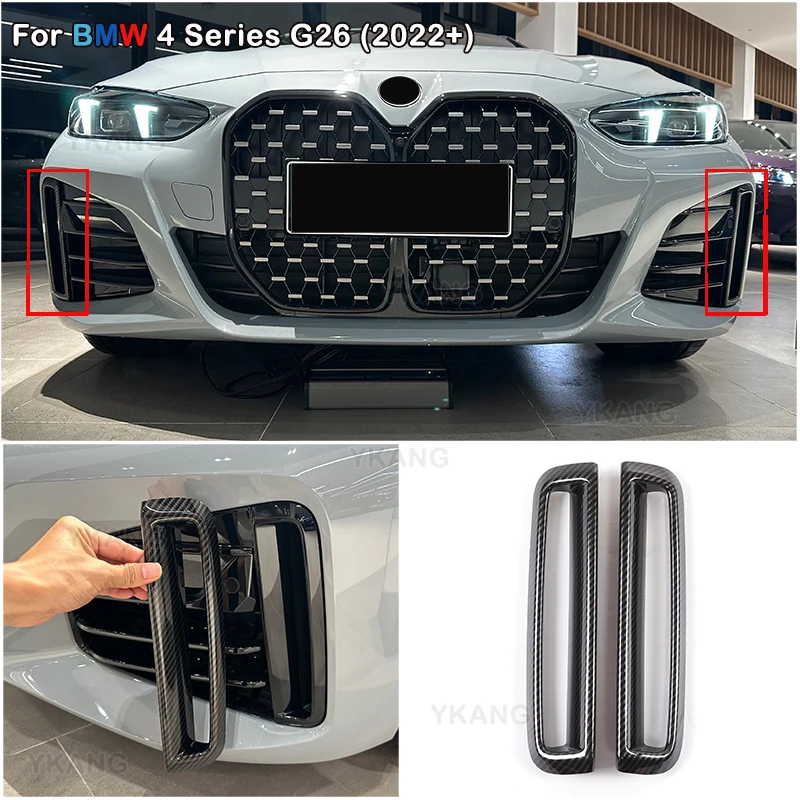 For BMW 4 Series G26 (4-door) 2022+ABS Carbon Fiber Car Front Fog Light Decorative Frame Front Bumper Decorative Accessory