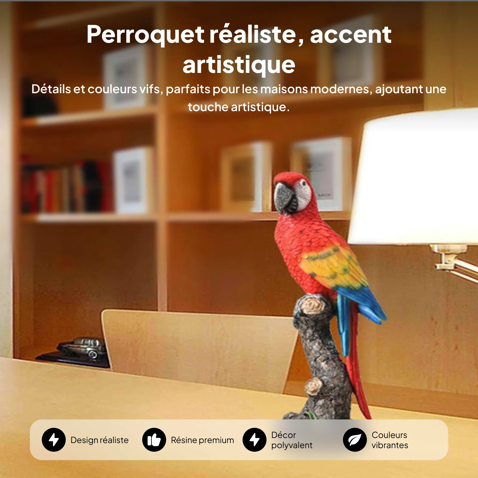 Parrot Statue Holiday Gift Cute Collectible Decorative Tabletop Decoration Home Decoration for Office Indoor Porch Table Balcony