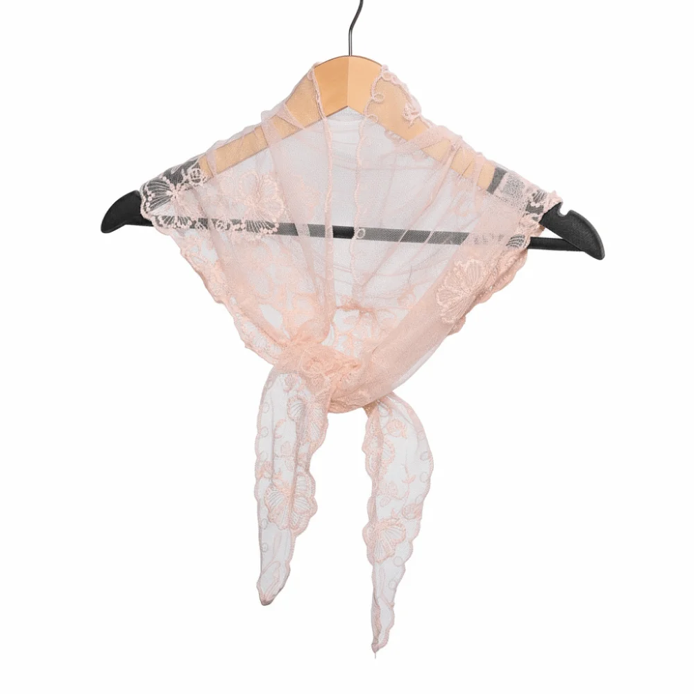 

Elegant Embroidered Flower Lace Scarf Breathable Mesh Lightweight Triangle Scarf Sunscreen Shawl Summer