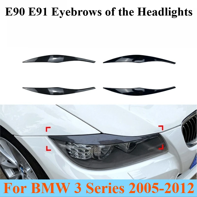 

For BMW 3 Series E90 E91 320i 330i 2005–2012 Headlight Eyebrow Trim Sticker Front Light Cover Decal Modification Accessories