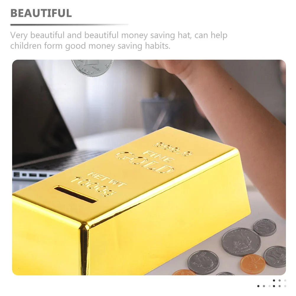 

2Pcs Gold Bar Saving Money Box Plastic Kids Coin Bank Children Piggy Bank Decorative Coin Holder Saving Money Box