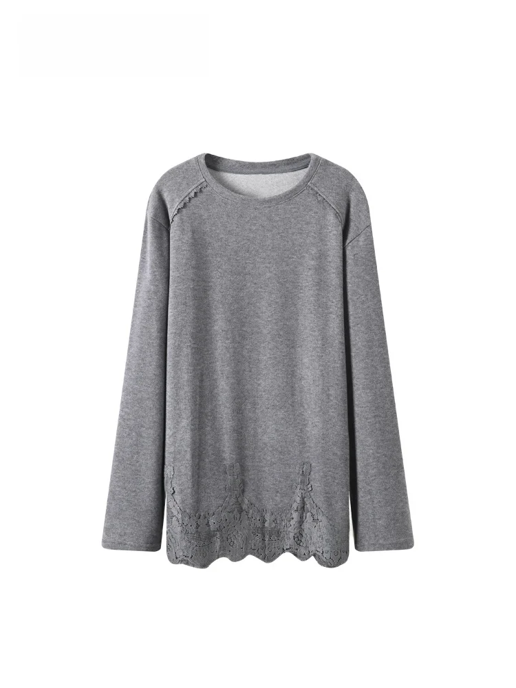 

Loose Long Sve round Ne T-irt Women plus Size Autumn Winter New Sle Comfortable Lazy Faion Top Street Sle