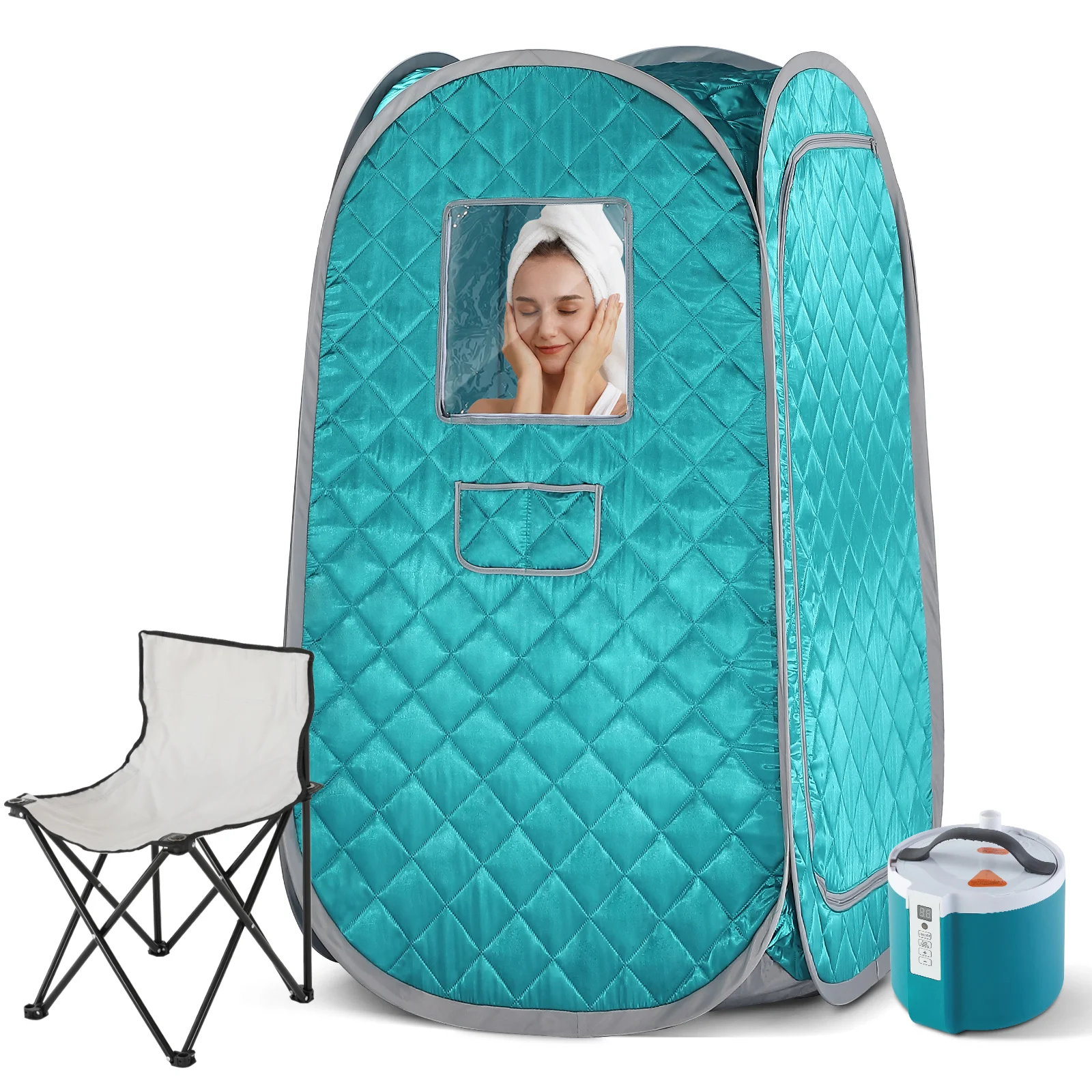 Electric Single-person Plug-in Portable Steam Sauna Room with 2.0L Steamer