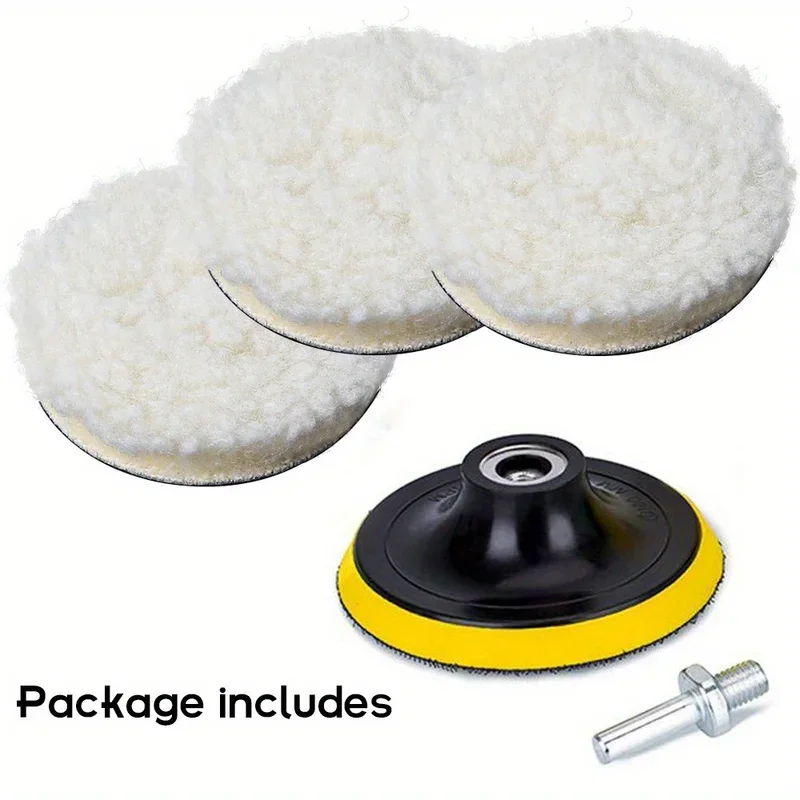 5PCS 7/6/5/4/3inch Car Polishing Waxing Buffing Wheel Pad Car Polisher Kit for Auto M10/M14 Drill Connector Car Paint Care